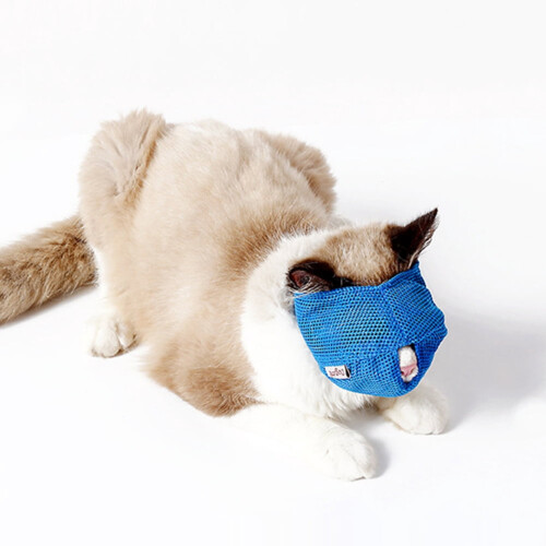 Cat Anti-Bite Muzzle Breathable Mesh Pink Small 2
