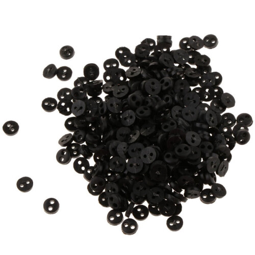 300 sorte 4 mm runde harpiksknapper med 2 huller 1