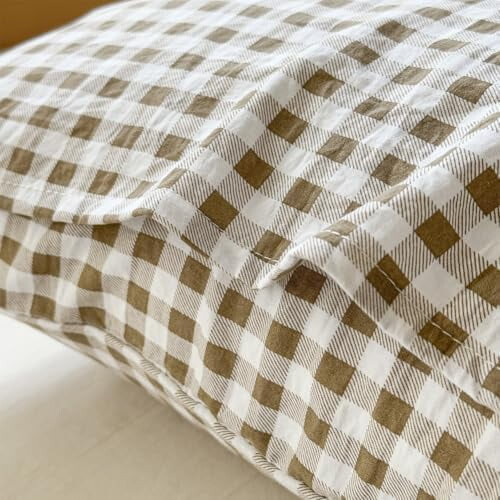 Bruna gingham-kuddfodral 20x36 tum, set med 2 2