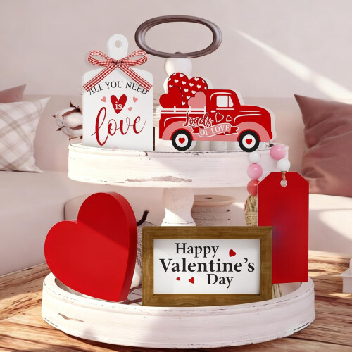 Valentinstag-Holzdeko-Set, 5-teilig 1