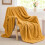 Fleece Blanket 60x80 in Mustard Yellow Double-Sided Jacquard 4
