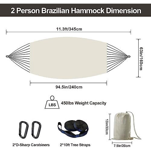 Βραζιλιάνικη διπλή αιώρα από βαμβάκι 240x160cm 2 ατόμων 1