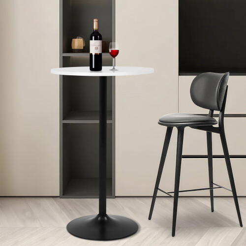 Round Pub Table White Metal Base MDF Top 40 Inch 1