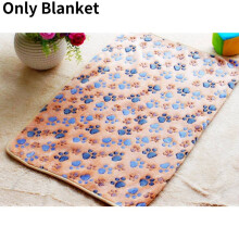 (Brown, L) Paw Print Pet Soft Blanket Dog Cat Beds Coral Fleece Mat Warm Products Pets