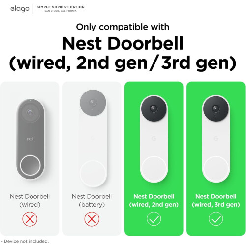 Fäste för Google Nest Hello dörrklocka trådbunden, 2:a/3:e generationens väggfäste 1
