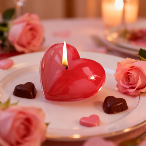 Hjerteformet lille lys til Valentinsdag, rødt 1