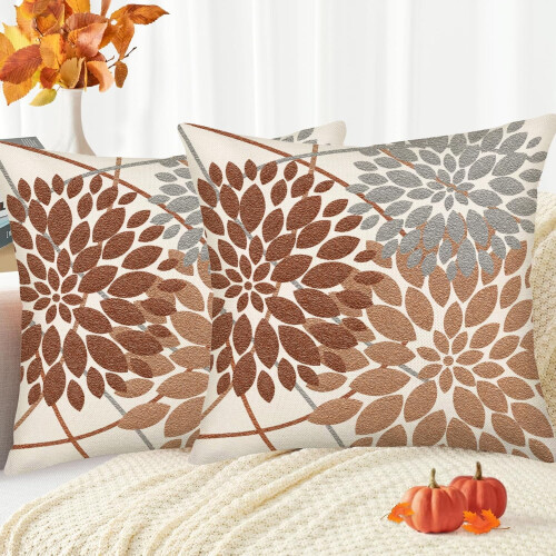 Μαξιλαροθήκες Burnt Orange Grey 20x20in (2 τεμάχια) 2