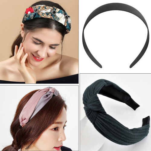 OUNONA Plastic Headband Wide Hard Plain Solid Color 10pcs 2