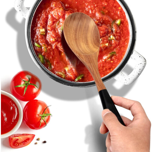 Colheres de cozinha de madeira de acácia de 2x12 polegadas 1