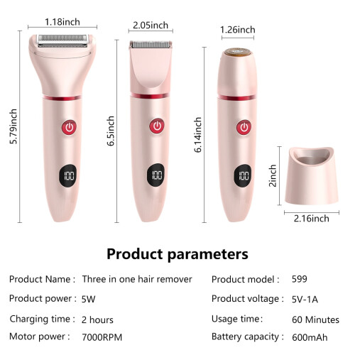 3-in-1 Bikini-Trimmer für Damen mit LCD-Display 2
