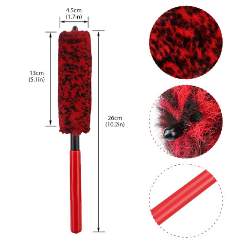 Escova de limpeza de rodas de carro de 25 cm (10 polegadas), escova de nylon para detalhamento de aros de rodas com cabo longo e flexível, escova de 2