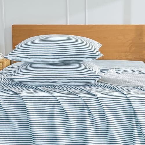 100% Cotton Striped Pillowcases 2 Pack Queen Size 2