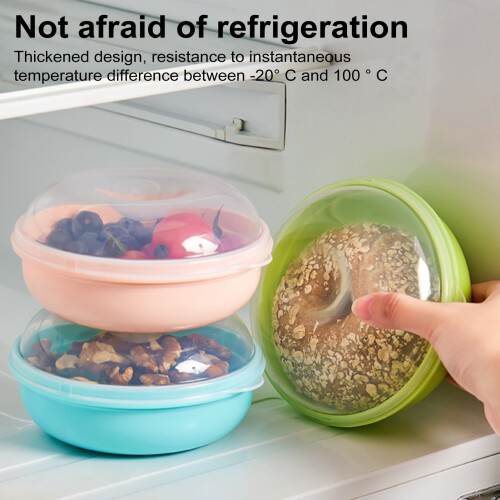 Round Airtight Bagel Container – PP Food Storage Box, 1