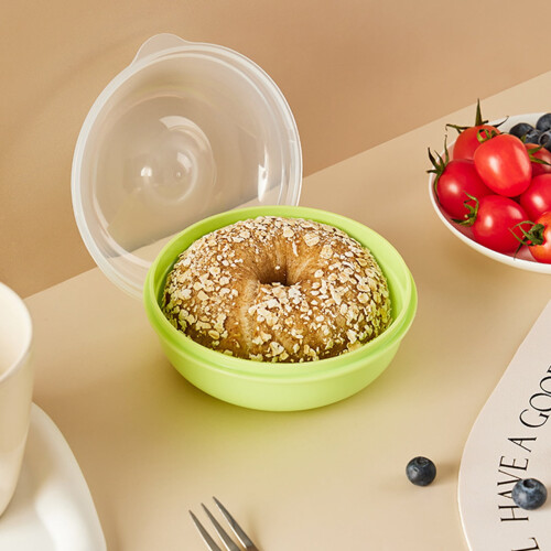 Round Airtight Bagel Container – PP Food Storage Box, 2