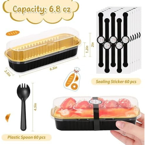 Mini brødforme med låg, 6,8 oz, 60-pak aluminium 2