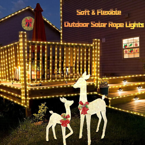 2 Pack 39ft Solar Rope Lights, 100 LED, Warm White 1
