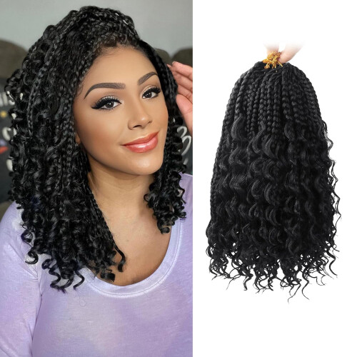 Boho Box Braids Virkat Hår 30 cm 8-pack Jet Black 1