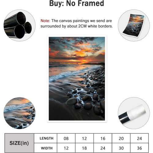 Sunset Seascape Canvas Print 12x18in Unframed 1