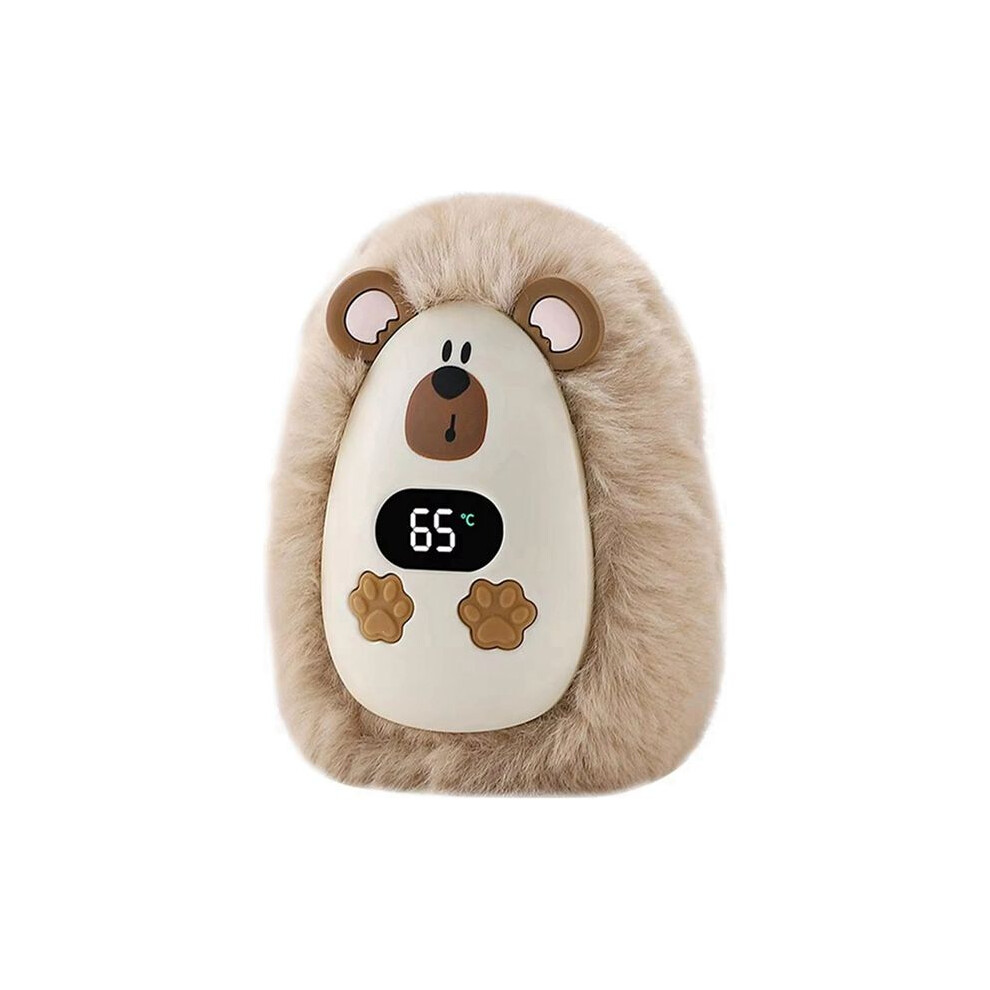 Rechargeable Hand Warmer with Digital Display Hand Warmer Animal Pattern Heater Temperature Khaki Naughty Bear