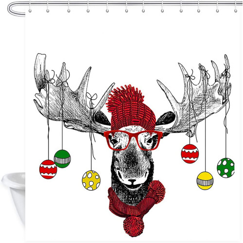 Reinsdyr dusjforheng 69x70 tommer polyester 2