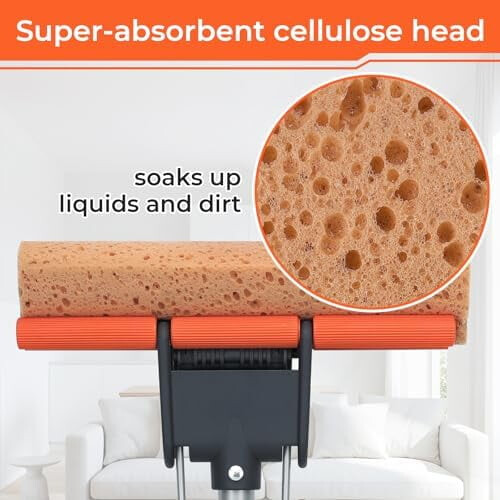 Heavy Duty Sponge Mop with 55" Telescopic Handle and 2 1