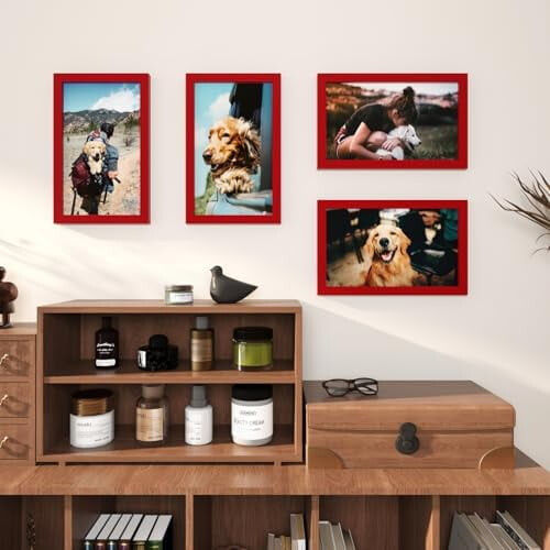8.5x14 Red Solid Wood Picture Frames with Acrylic, 4 Pack 1