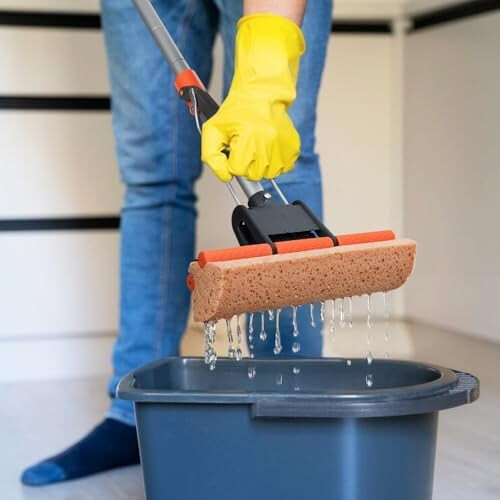 Heavy Duty Sponge Mop with 55" Telescopic Handle and 2 2
