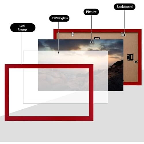 8.5x14 Red Solid Wood Picture Frames with Acrylic, 4 Pack 2