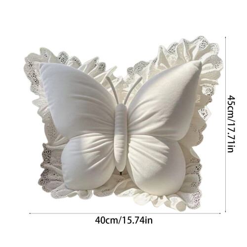 Almofada decorativa de veludo com borboletas, 45 x 40 cm (17,7 x 15,7 polegadas) 1