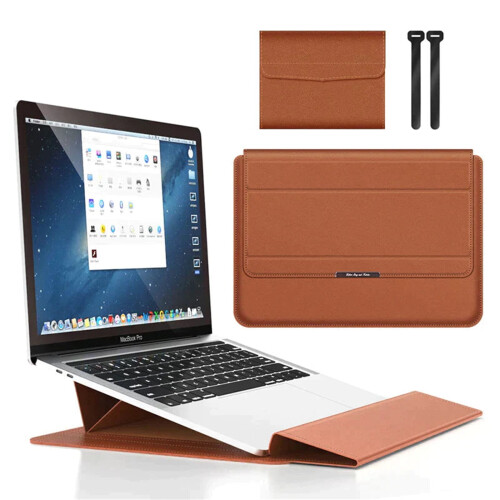 Capa para laptop de 13 a 14 polegadas com suporte, revestimento em couro PU, fecho magnético, resistente a arranhões – compatível com MacBook, 1