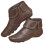 Botas curtas femininas de couro com zíper lateral 5