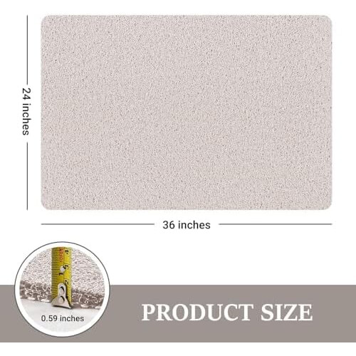 Tapete de chuveiro antiderrapante em PVC 24x36 polegadas 1