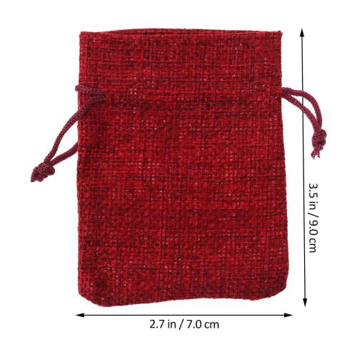 Dark Red Burlap Drawstring Bags 50 pcs 1