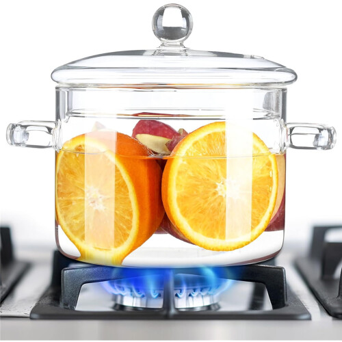 Sáspan Gloine Borosilicate 1.3L le Clúdach 1