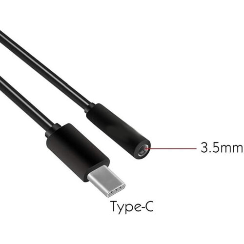 USB-C til 3,5 mm headsetadapterkabel til Ulefone Armor6E – Sort, lang forbindelse, kompatibel med USB 3.1 Type-C 1