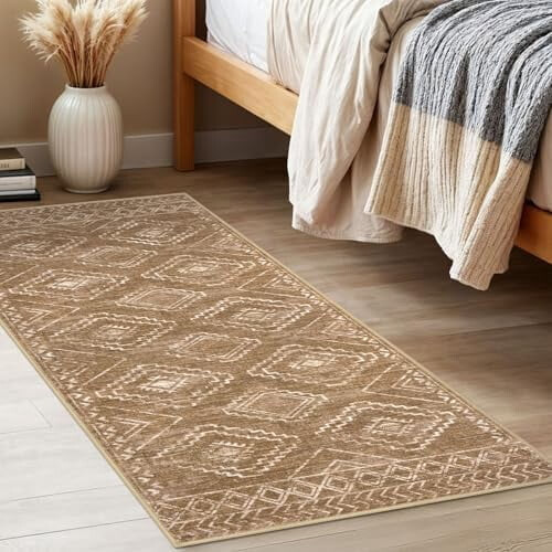 Boho blå geometrisk dørmåtte 90x130 cm 2