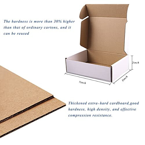 Caixas de envio brancas 7x5x2 polegadas, pacote com 20 unidades 1
