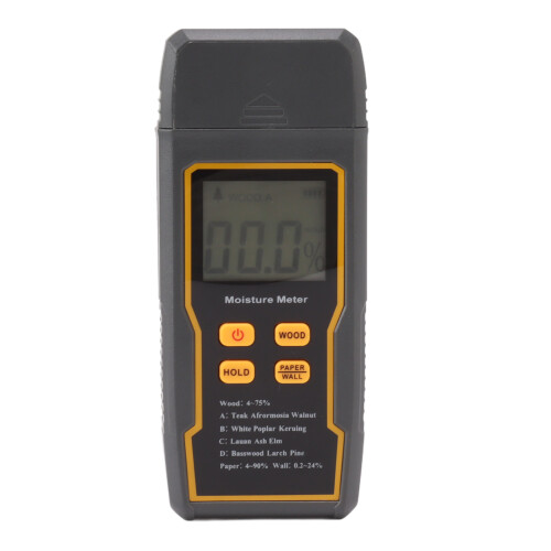 ABS Plastic Moisture Meter For Building Inspection With Backlight LCD Screen High Precision Testing Tool Right Angle USB Charging Port Compatible