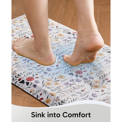 Kitchen Anti-Fatigue Mat White Flower 20x32 inch 1