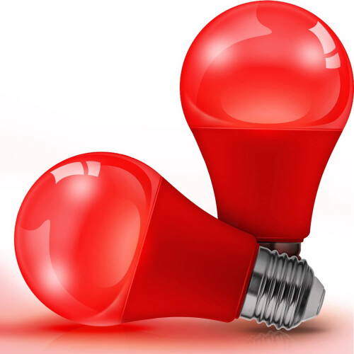 Red LED Light Bulbs A19 9W E26 Base 2 Pack 1