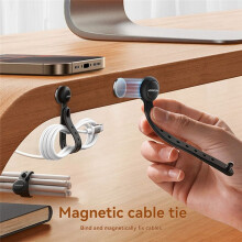 JOYROOM 6PCS Magnetic Cable Management Ties Wire Organizer Cable Holder Adjustable Hook Loop Organizer Straps for Home Black