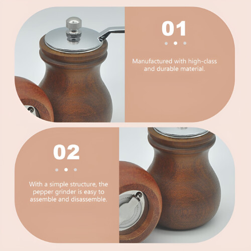Pfeffermühle mit Holzkurbel – Kompakte Handmühle 1