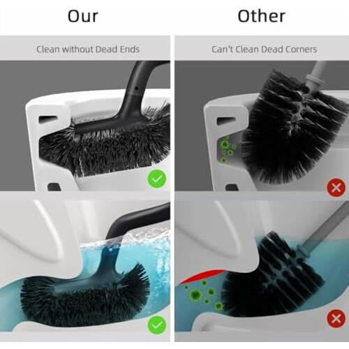 Conjunto de escova sanitária com cabeça curva e suporte. 1
