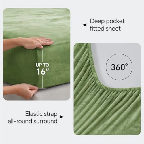 Flanell-Bettwäsche-Set, Queen-Size, Salbeigrün 2