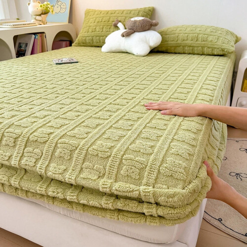 Bear Embossed Milk Fleece Fitted Sheet Deep Pocket 2