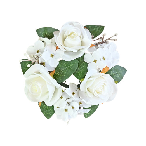 Ghirlanda artificiale di rose e ortensie da 27 cm 1