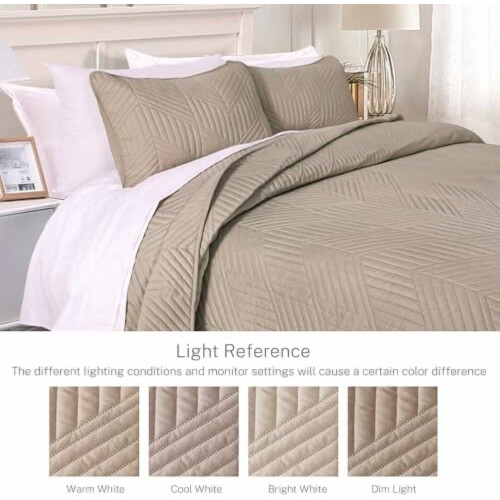 Ultraschallgeprägtes Steppdecken-Set, Queen-Size, Taupe 1