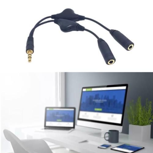 3,5-mm-Y-Adapter-Headset-Kabel (2 Buchsen auf 1 Stecker) 1