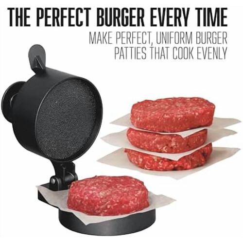 Πρέσα Burger για μπιφτέκια 4,5" (1/4–3/4 λίβρες), ελατήριο εξαγωγής, αντικολλητικό χυτό 1