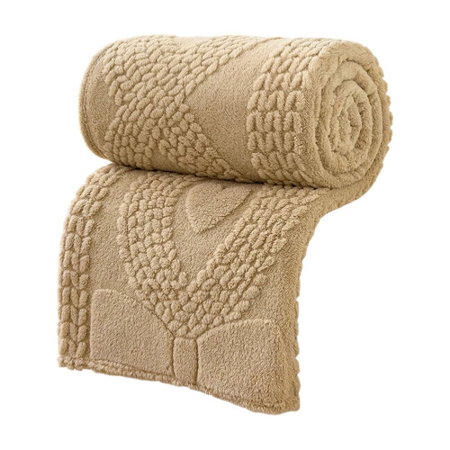 Winter Blanket Raschel Throw 39x59 Inch Double Layer Coffee 1